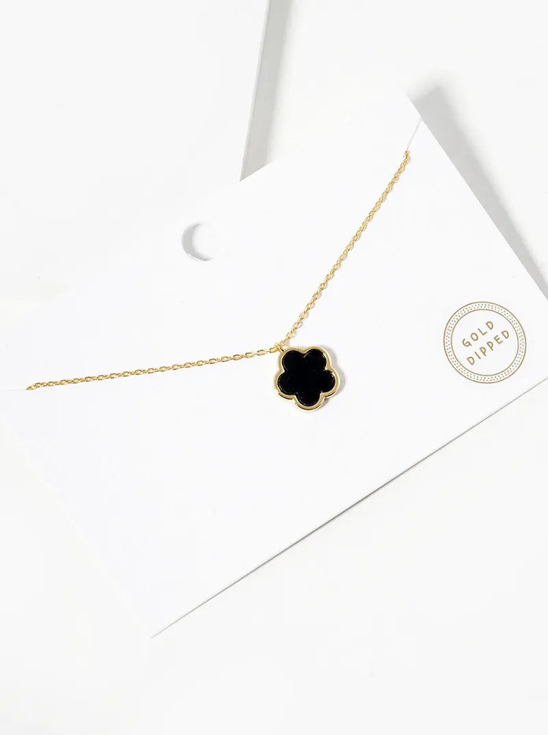 18K Gold Dipped 12mm Semi-Precious Flower Pendant Necklace