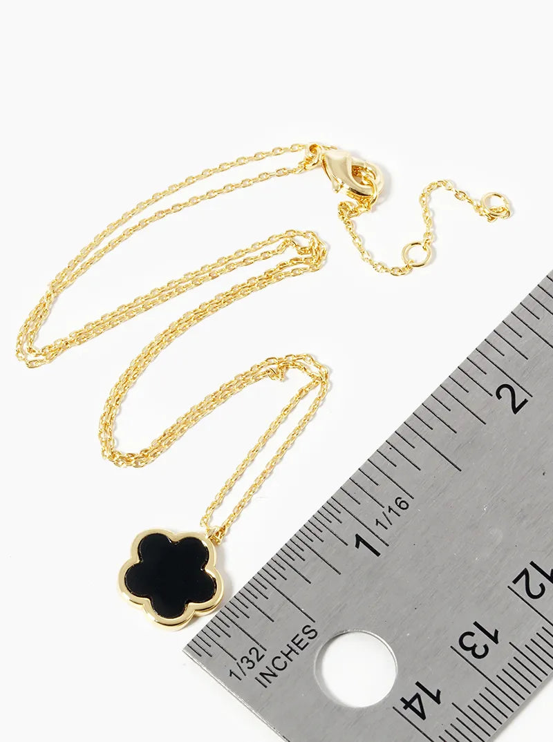 18K Gold Dipped 12mm Semi-Precious Flower Pendant Necklace