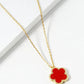 18K Gold Dipped 12mm Semi-Precious Flower Pendant Necklace