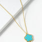 18K Gold Dipped 12mm Semi-Precious Flower Pendant Necklace