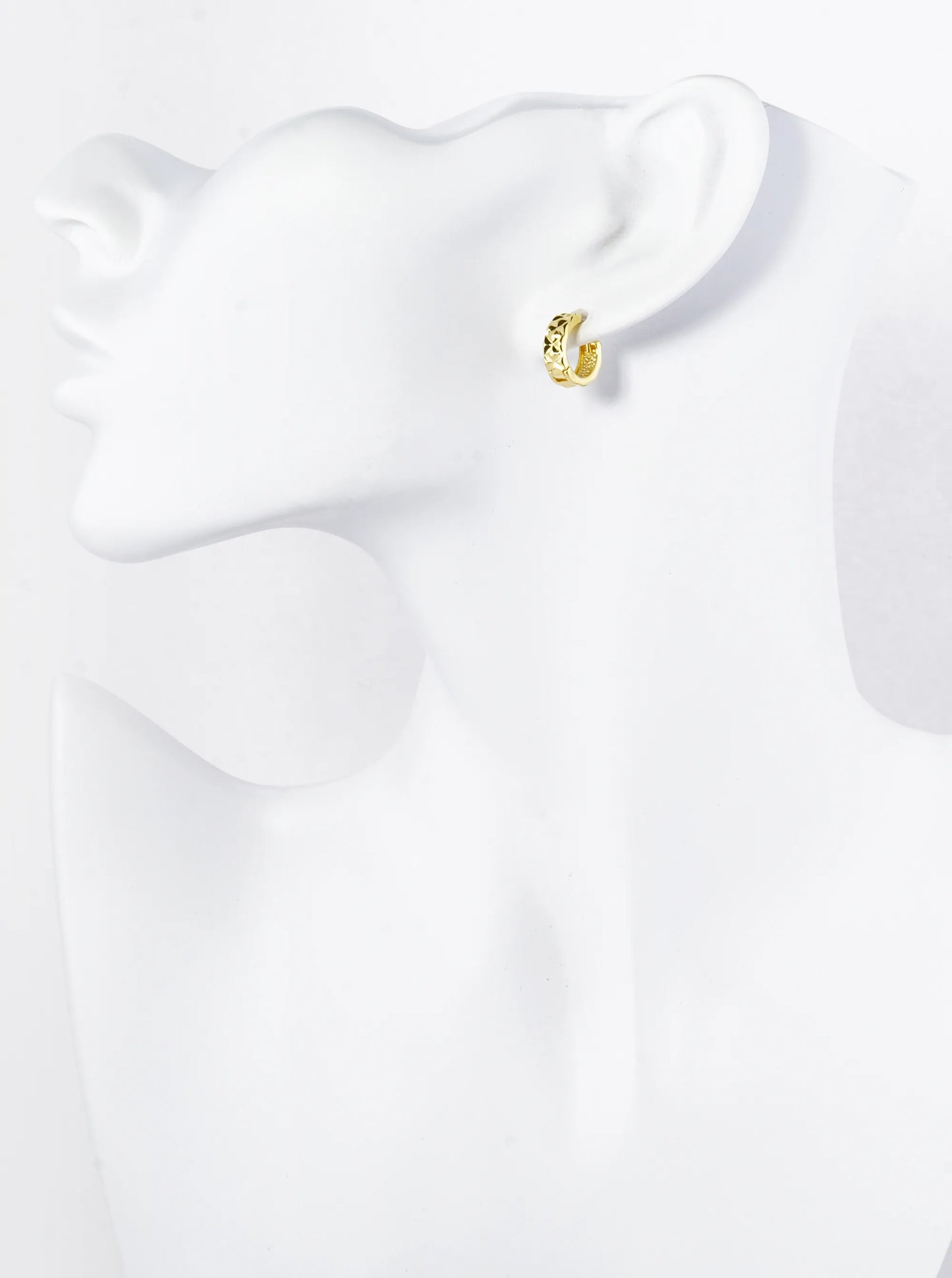 18K Gold Dipped 12mm Studded Brass Huggie Hoop Earrings