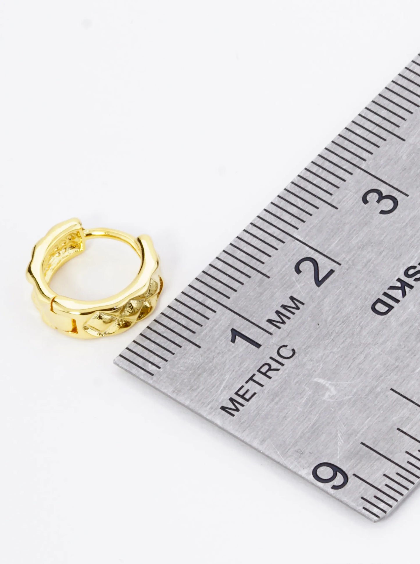 18K Gold Dipped 12mm Studded Brass Huggie Hoop Earrings