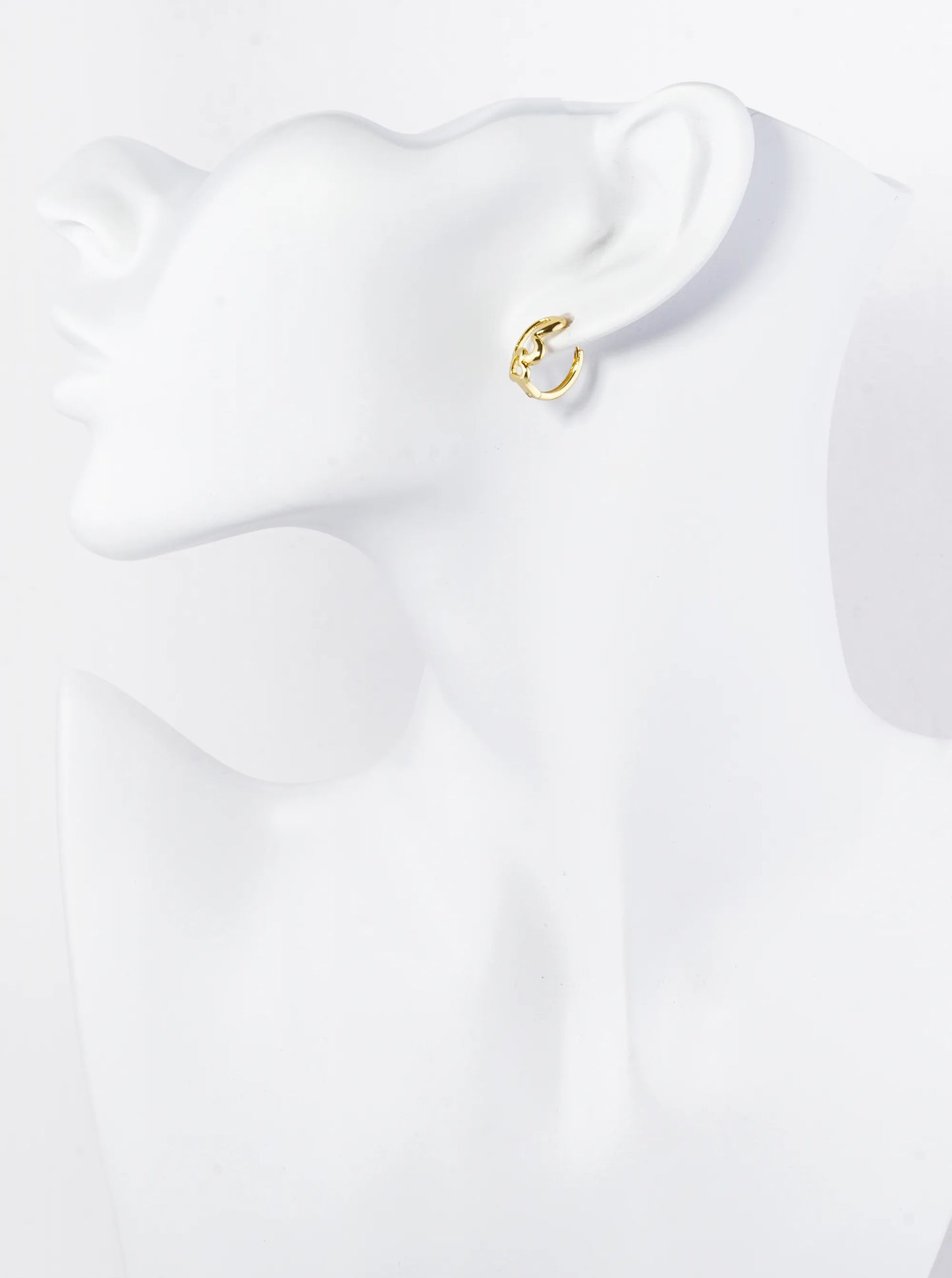 18K Gold Dipped 13mm Brass Heart Huggie Hoop Earrings