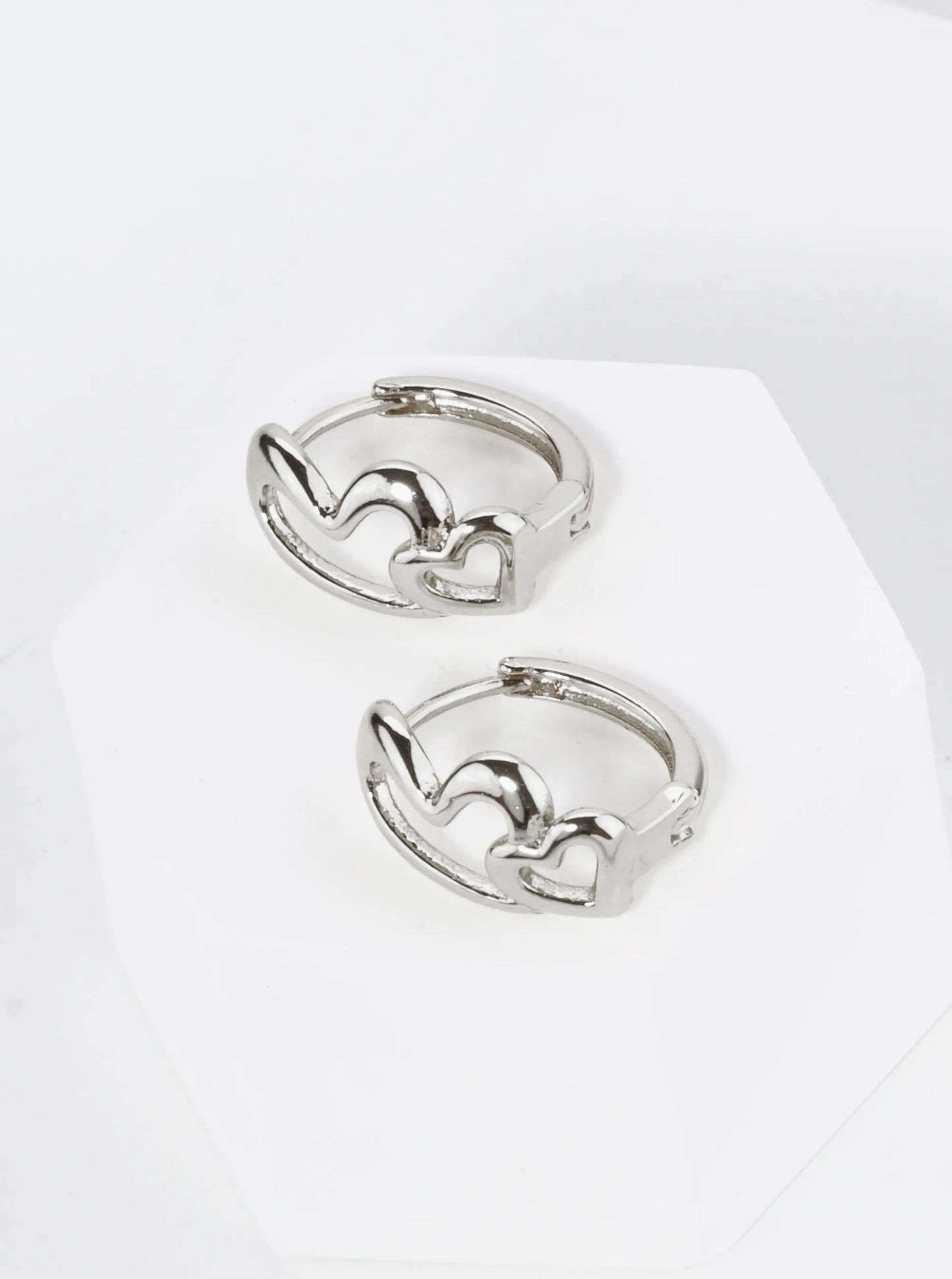 18K Gold Dipped 13mm Brass Heart Huggie Hoop Earrings