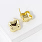 18K Gold Dipped 13mm Brass Puffy Quatrefoil Stud Earrings