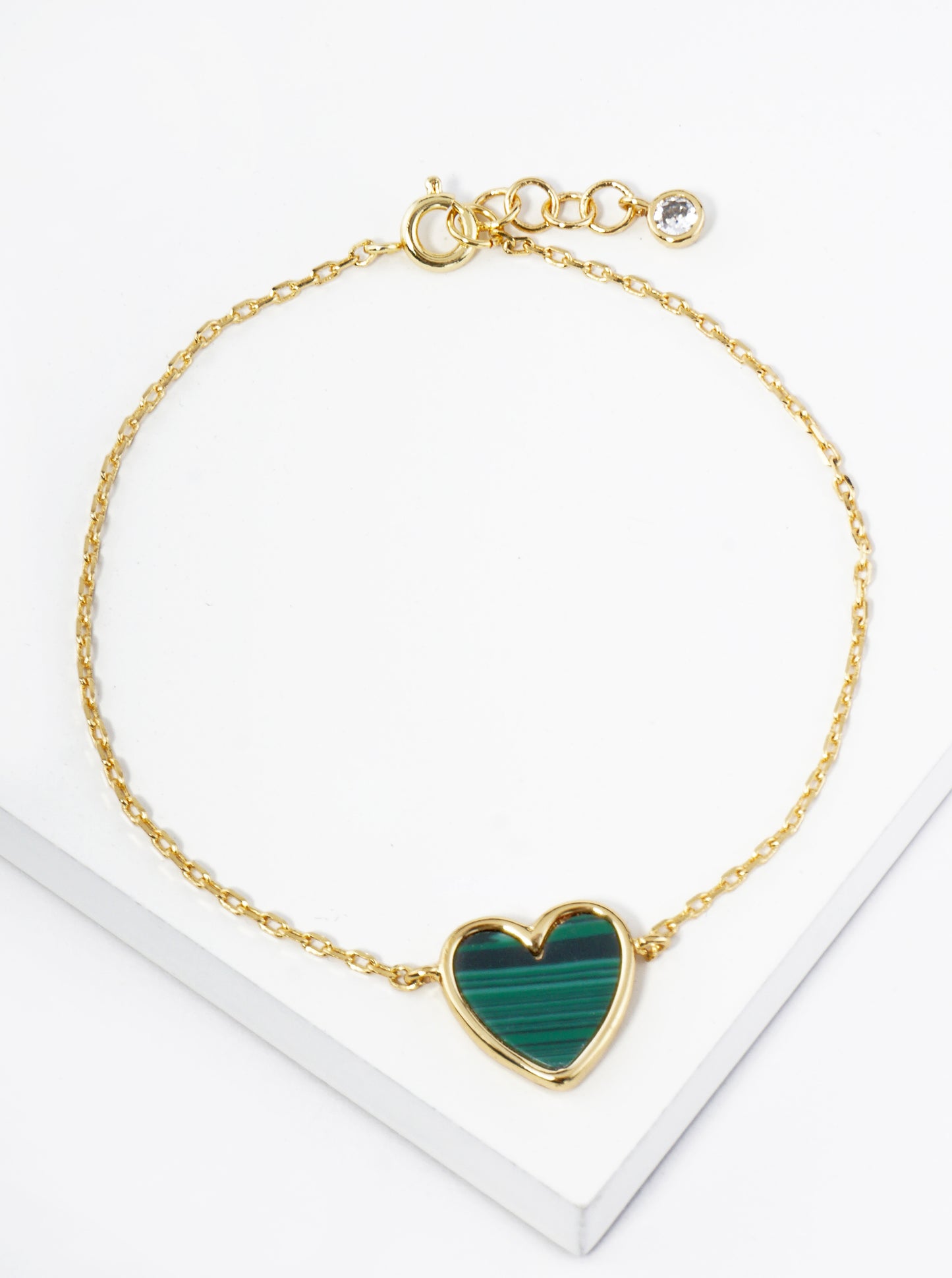 18K Gold Dipped 13mm Heart Chain Bracelet