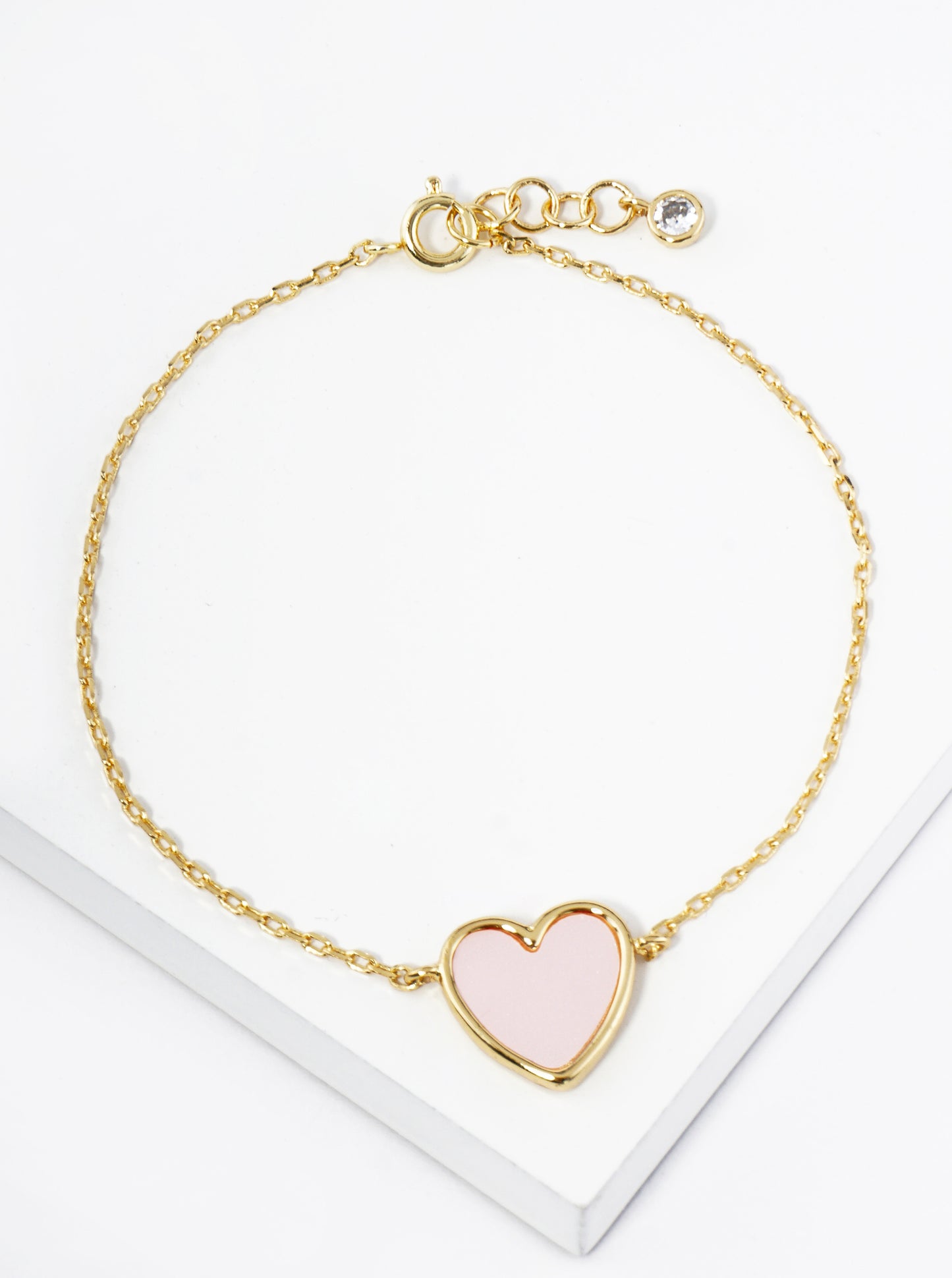 18K Gold Dipped 13mm Heart Chain Bracelet
