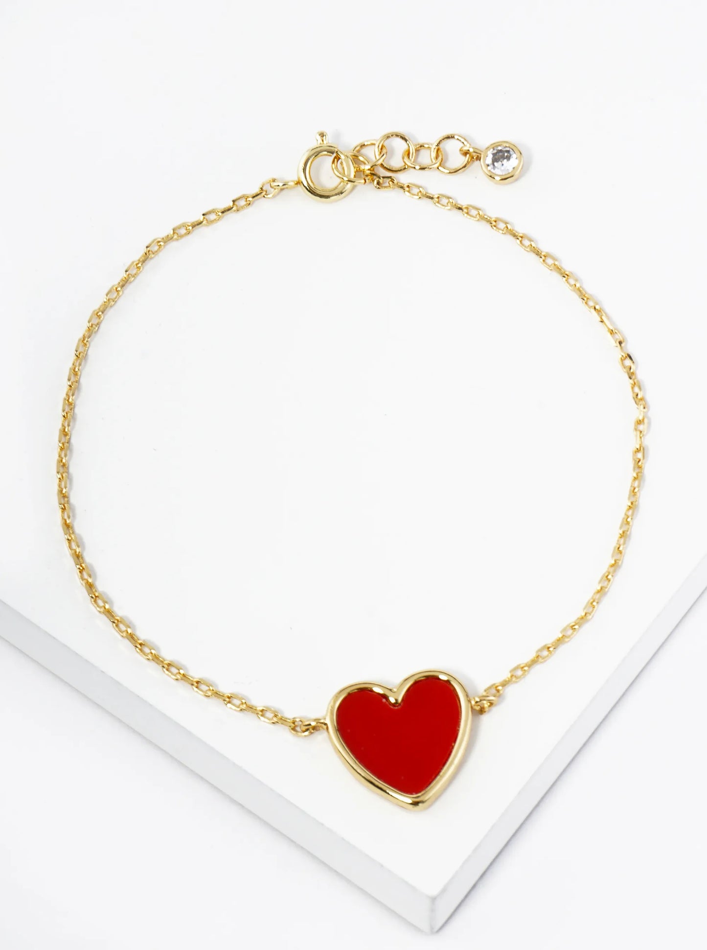 18K Gold Dipped 13mm Heart Chain Bracelet