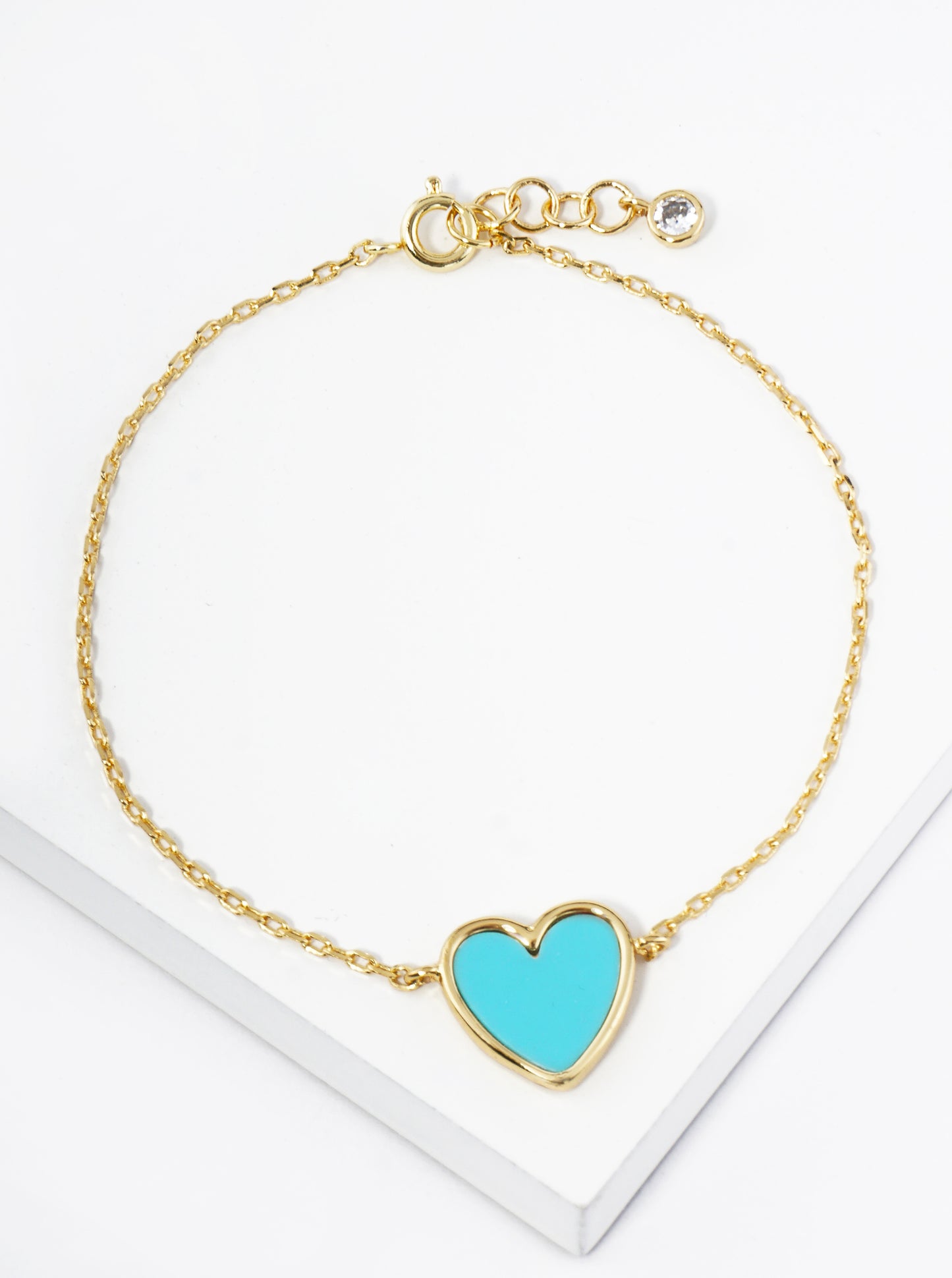 18K Gold Dipped 13mm Heart Chain Bracelet