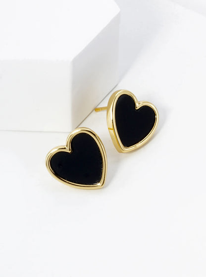 18K Gold Dipped 13mm Heart Stud Earrings