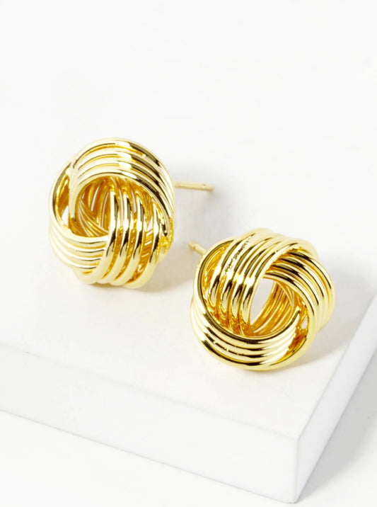 18K Gold Dipped 13mm Love Knot Stud Earrings
