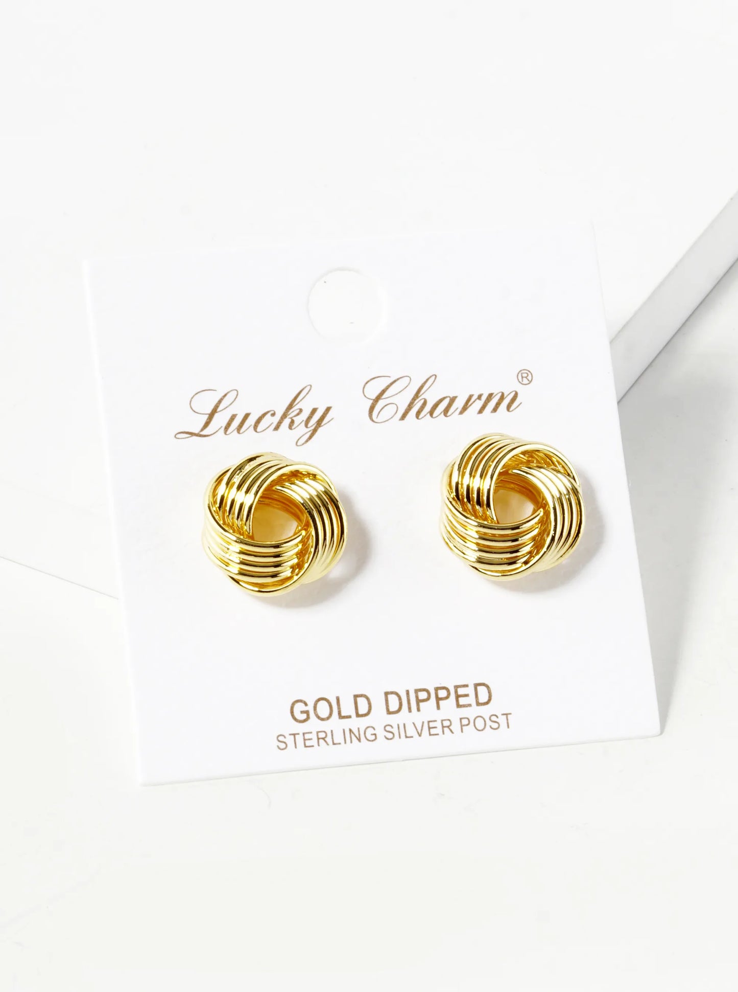 18K Gold Dipped 13mm Love Knot Stud Earrings