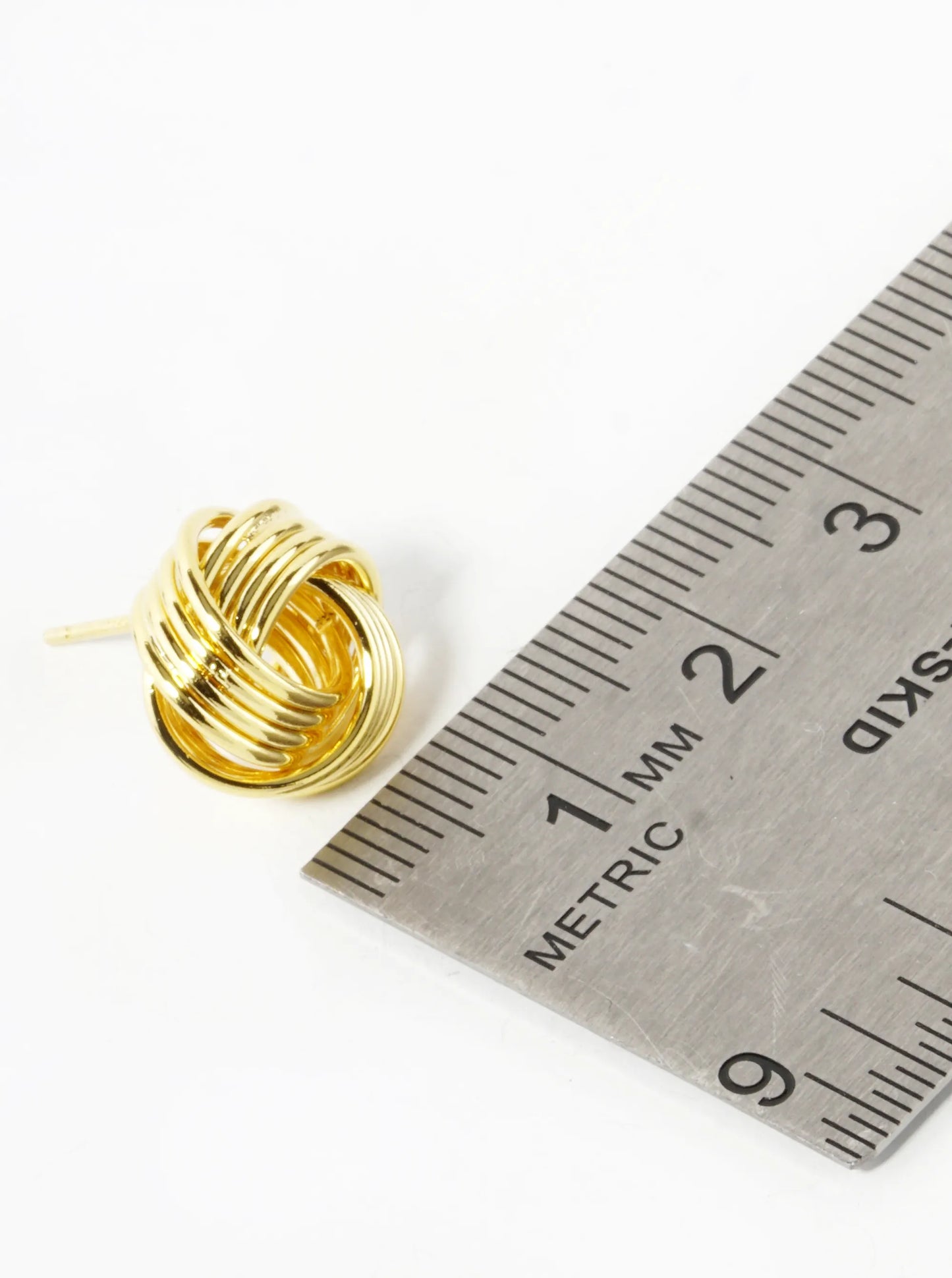 18K Gold Dipped 13mm Love Knot Stud Earrings