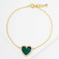 18K Gold Dipped 13mm Pave Set Cubic Zirconia Heart Chain Bracelet