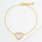 18K Gold Dipped 13mm Pave Set Cubic Zirconia Heart Chain Bracelet
