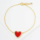 18K Gold Dipped 13mm Pave Set Cubic Zirconia Heart Chain Bracelet