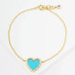 18K Gold Dipped 13mm Pave Set Cubic Zirconia Heart Chain Bracelet