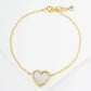 18K Gold Dipped 13mm Pave Set Cubic Zirconia Heart Chain Bracelet