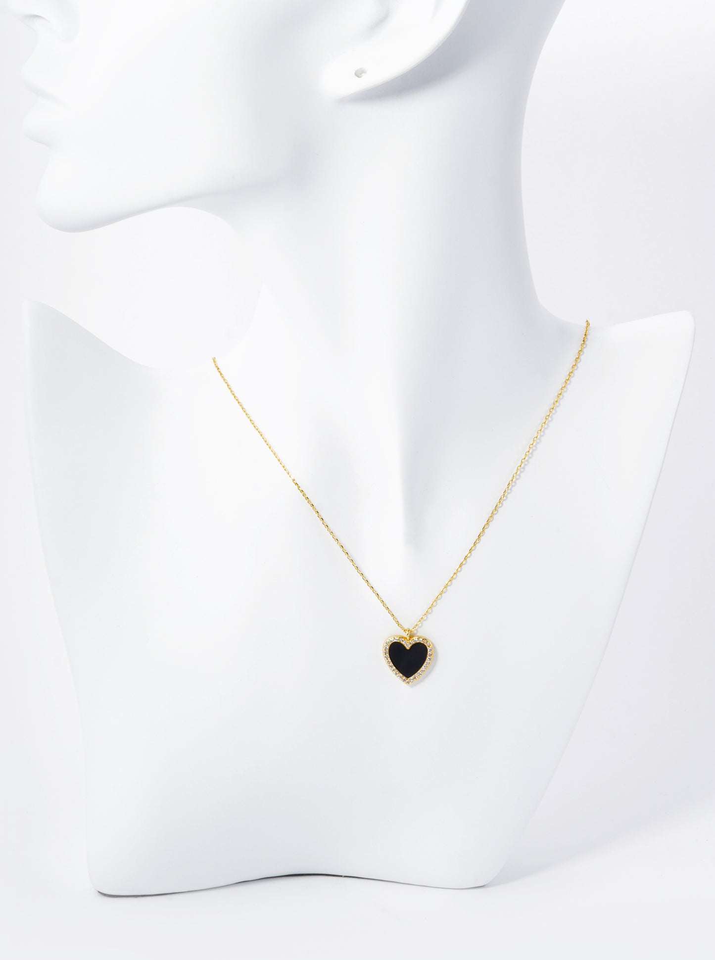 18K Gold Dipped 13mm Pave Set Cubic Zirconia Heart Pendant Necklace