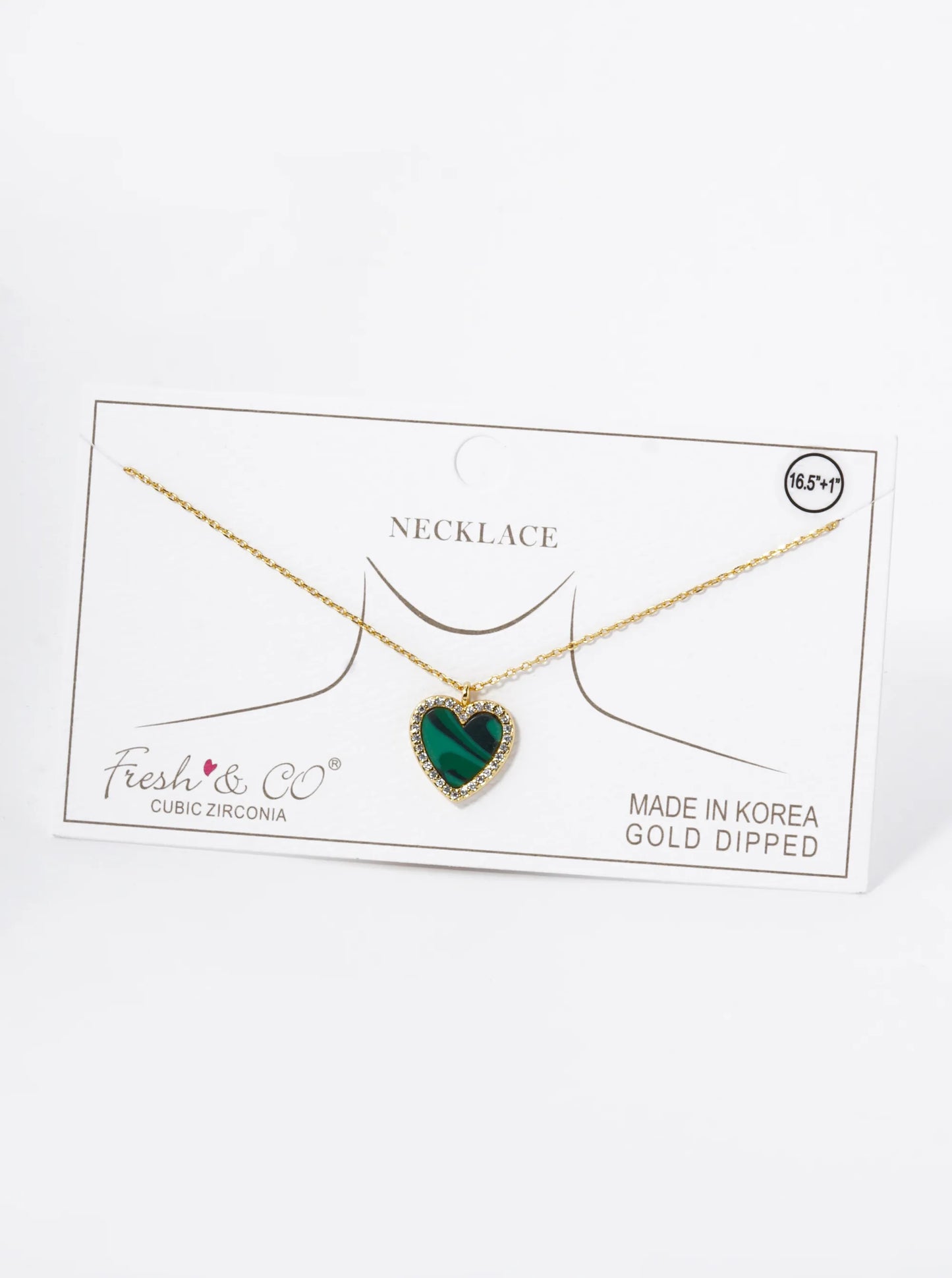 18K Gold Dipped 13mm Pave Set Cubic Zirconia Heart Pendant Necklace