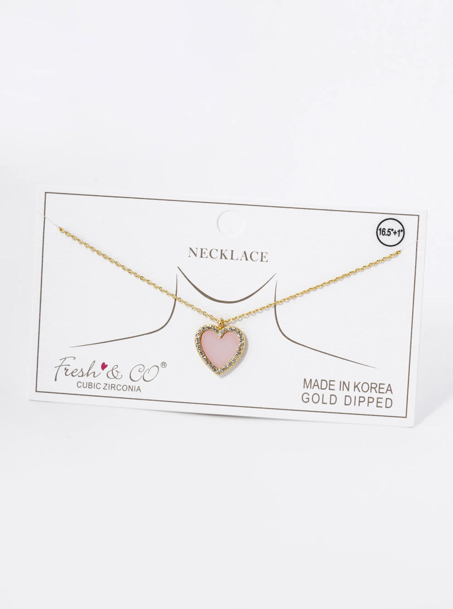 18K Gold Dipped 13mm Pave Set Cubic Zirconia Heart Pendant Necklace