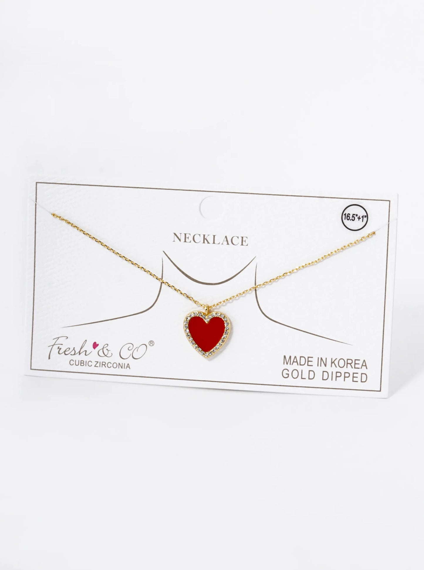 18K Gold Dipped 13mm Pave Set Cubic Zirconia Heart Pendant Necklace