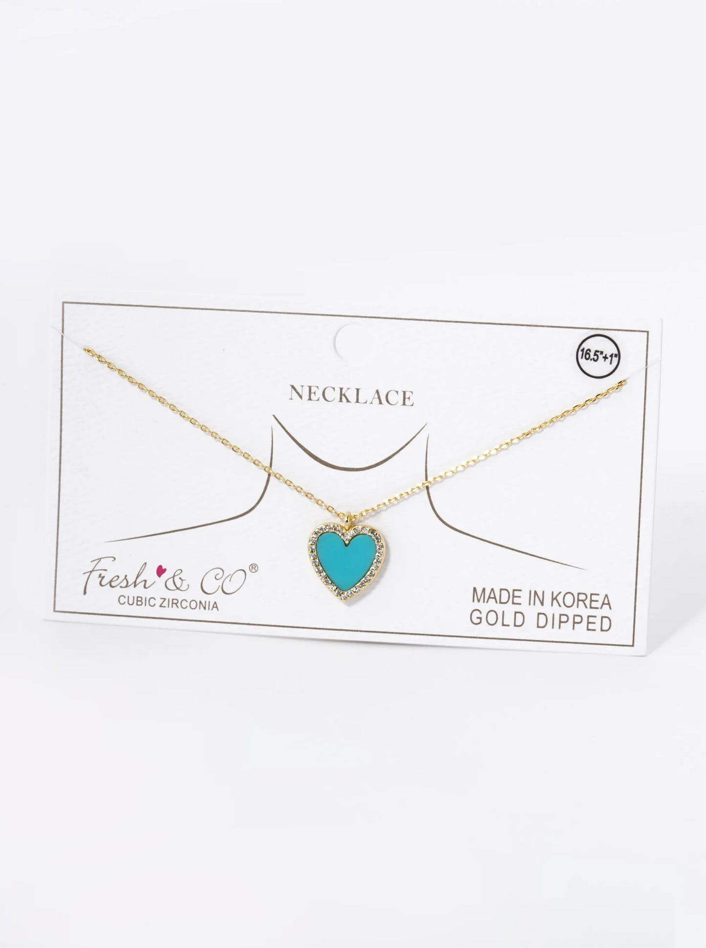 18K Gold Dipped 13mm Pave Set Cubic Zirconia Heart Pendant Necklace