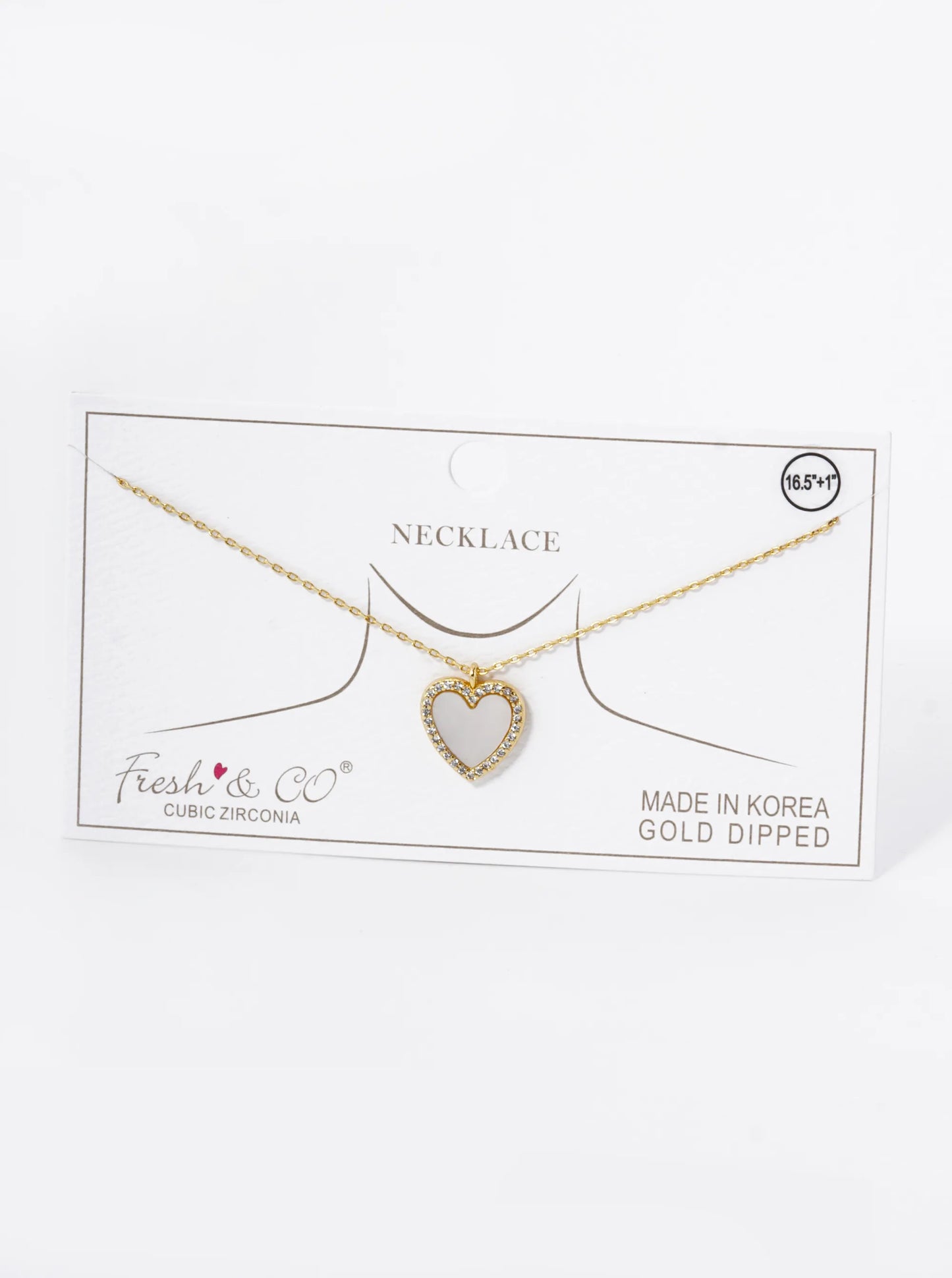 18K Gold Dipped 13mm Pave Set Cubic Zirconia Heart Pendant Necklace