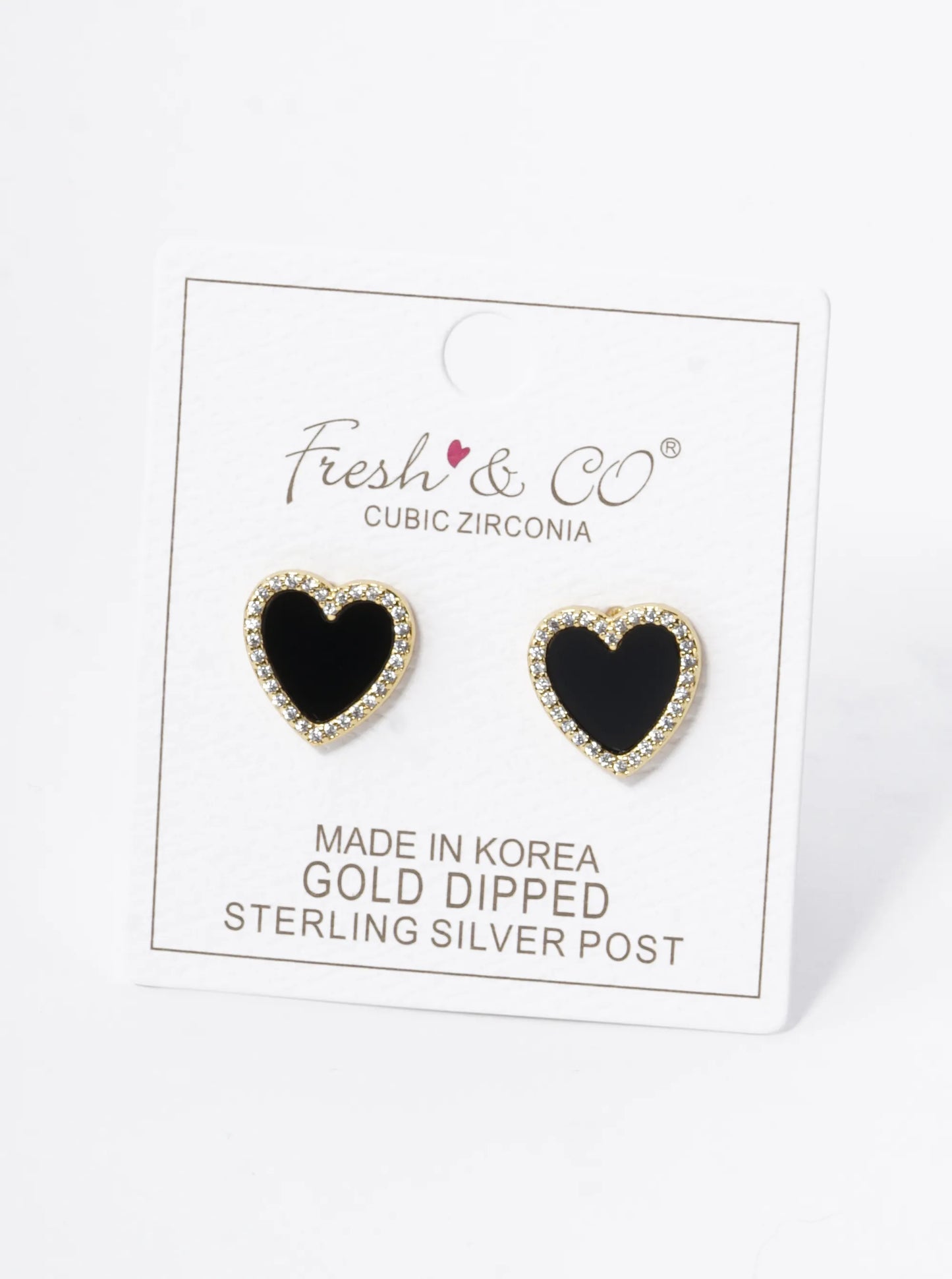 18K Gold Dipped 13mm Pave Set Cubic Zirconia Heart Stud Earrings