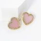 18K Gold Dipped 13mm Pave Set Cubic Zirconia Heart Stud Earrings