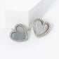 18K Gold Dipped 13mm Pave Set Cubic Zirconia Heart Stud Earrings