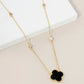 18K Gold Dipped 13mm Quatrefoil Pendant CZ Stone Chain Necklace