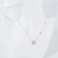 18K Gold Dipped 13mm Quatrefoil Pendant CZ Stone Chain Necklace