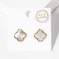 18K Gold Dipped 13mm Semi-Precious Quatrefoil 925 Sterling Silver Post Stud Earrings
