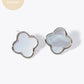 18K Gold Dipped 13mm Semi-Precious Quatrefoil 925 Sterling Silver Post Stud Earrings