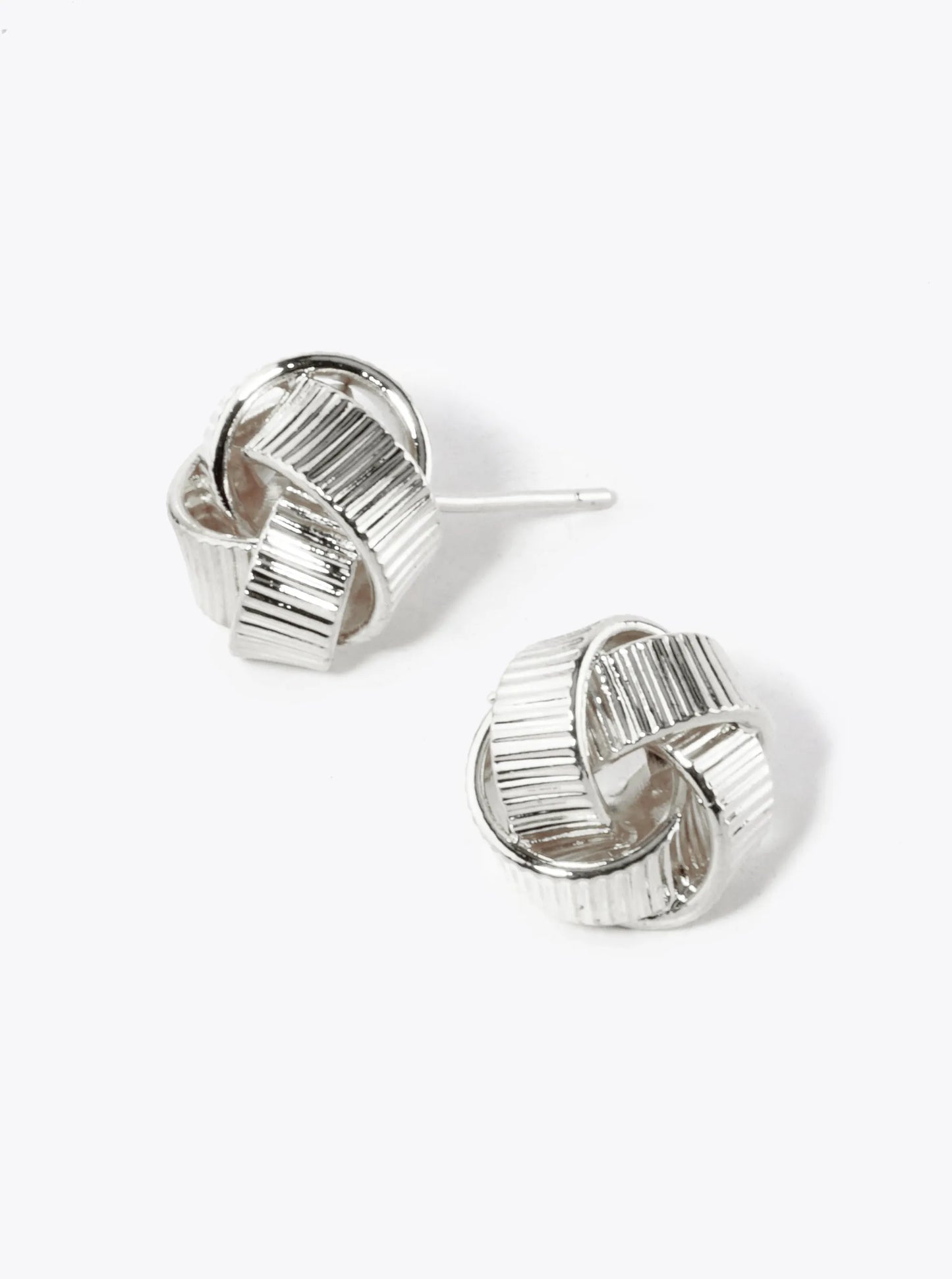 18K Gold Dipped 13mm Textured Brass Love Knot Stud Earrings