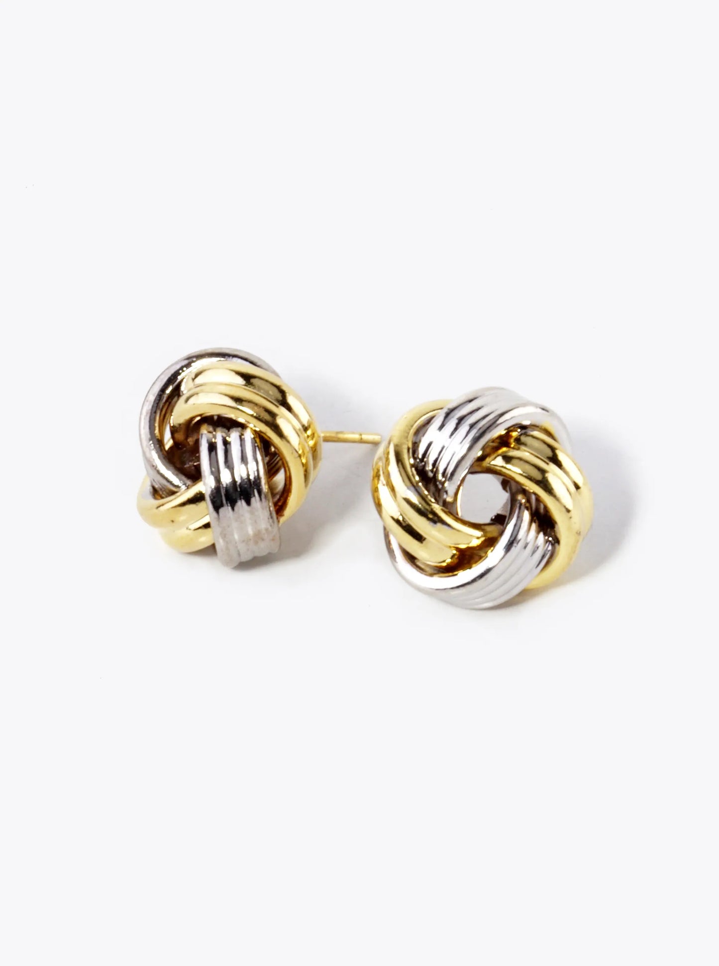 18K Gold Dipped 13mm Textured Brass Love Knot Stud Earrings