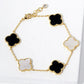 18K Gold Dipped 14mm Five Semi-Precious Quatrefoil Chain Bracelet