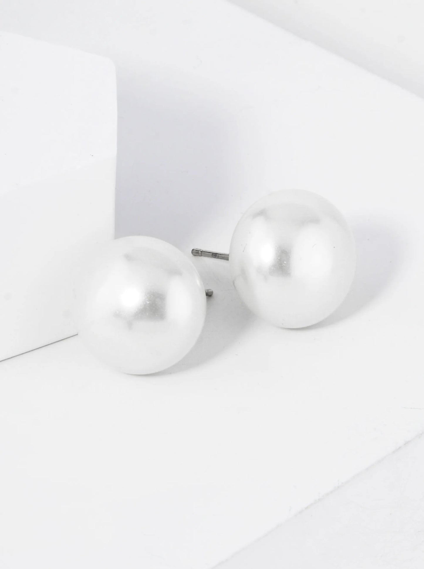 18K Gold Dipped 14mm Pearl Button Stud Earrings