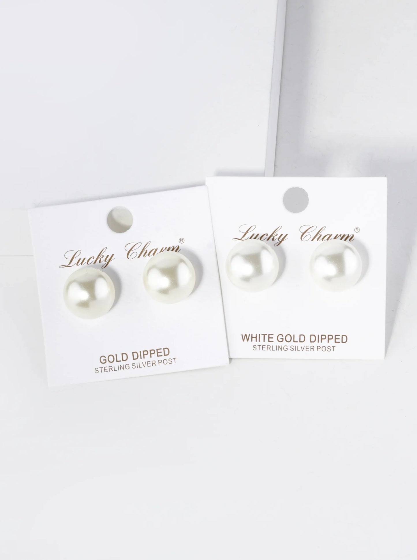 18K Gold Dipped 14mm Pearl Button Stud Earrings