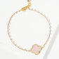 18K Gold Dipped 14mm Quatrefoil Glass Beaded Chain Bracelet