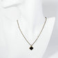 18K Gold Dipped 14mm Quatrefoil Pendant Glass Beaded Chain Necklace