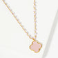 18K Gold Dipped 14mm Quatrefoil Pendant Glass Beaded Chain Necklace