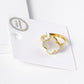 18K Gold Dipped 14mm Semi-Precious Quatrefoil Adjustable Ring