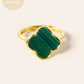 18K Gold Dipped 14mm Semi-Precious Quatrefoil Adjustable Ring