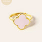 18K Gold Dipped 14mm Semi-Precious Quatrefoil Adjustable Ring