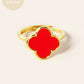 18K Gold Dipped 14mm Semi-Precious Quatrefoil Adjustable Ring