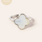 18K Gold Dipped 14mm Semi-Precious Quatrefoil Adjustable Ring