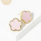 18K Gold Dipped 14mm Semi-Precious Stone Flower Stud Earrings