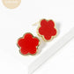 18K Gold Dipped 14mm Semi-Precious Stone Flower Stud Earrings